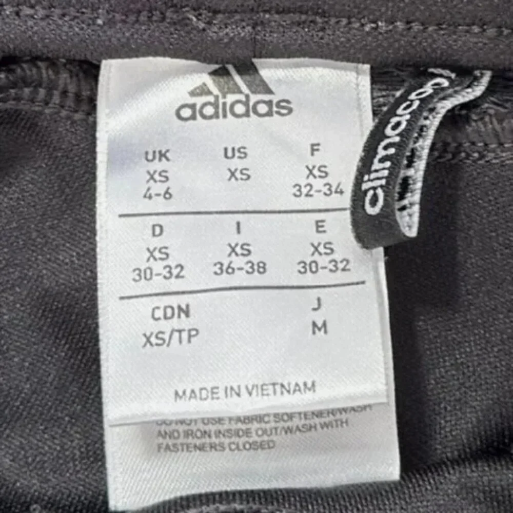 adidas Black Tricot Track Pants XS Tapered Zip Athletic Joggers
